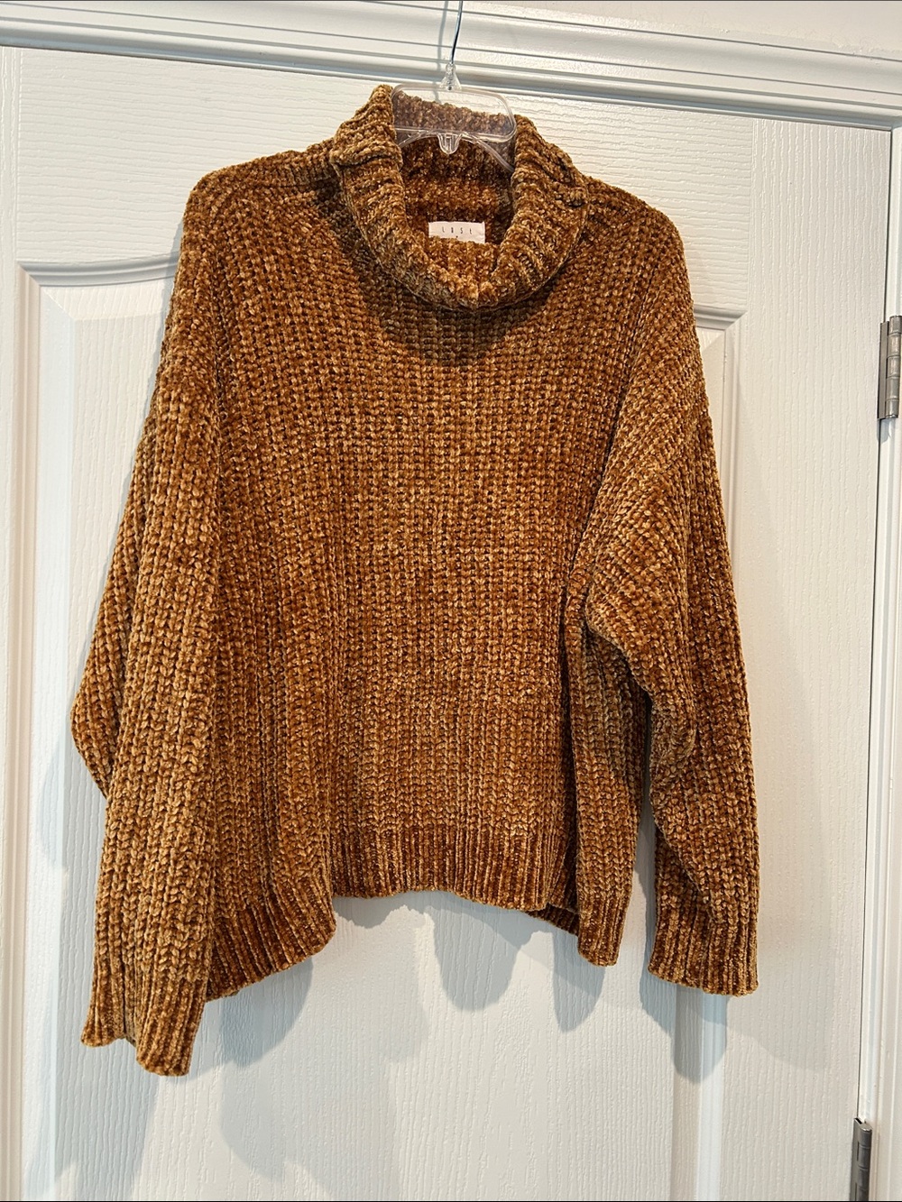 Lost & Wander Plush Chenille Turtleneck Sweater - Caramel Sm/Md